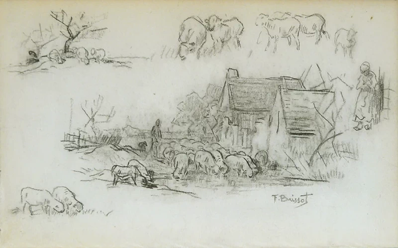 Foglio di studio per pecore, agricoltori e pastori